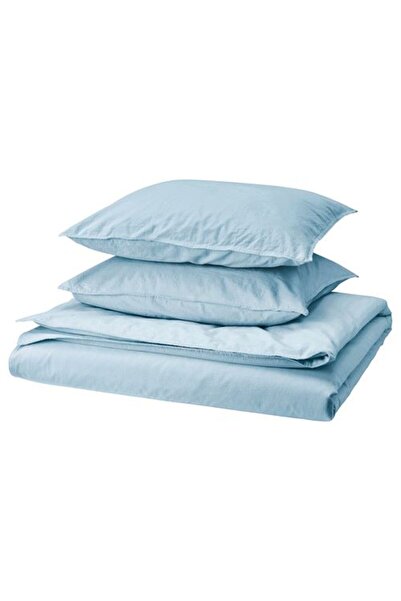 IKEA - ANGSLILJA، طقم غطاء لحاف مزدوج، أزرق-رمادي، 240x220/50x60 سم