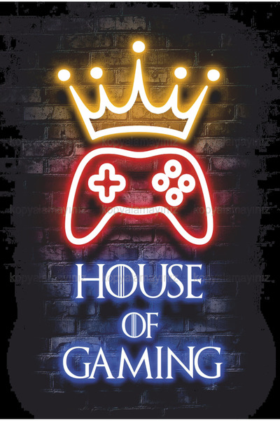 Hayat Poster house of gaming gamer pc mobil konsol oyunu ev dekorasyon tablo retro ahşap poster