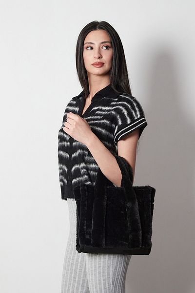 Fulla Moda Basic Furry Plush Handle Bag
