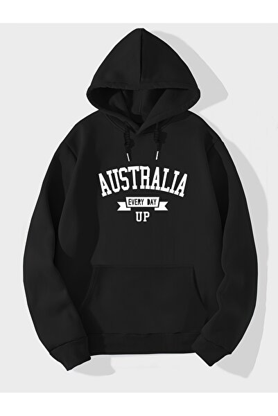 Lider Leather Hanorac imprimat cu glugă – Confort din amestec de bumbac și po...