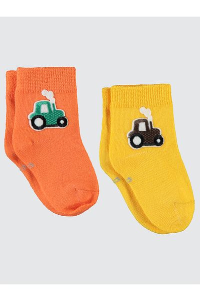 Civil Baby Baby Boy 2-Piece Socks with Accessories 6-18 Months Yellow-Orange