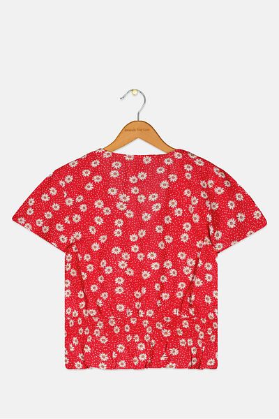 Pepe Jeans Kids Girl Allover Printed Blouse, Red