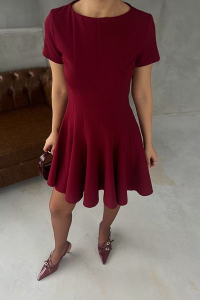 Seda Yalçın Atelier Burgundy Coco Flounce Short Dress