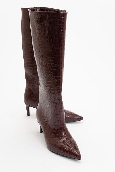 LuviShoes Γυναικείες μπότες με τακούνι CAMİLA Claret Red Print