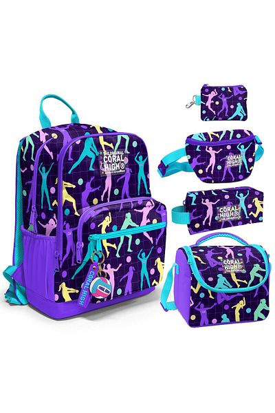 Coral High Set de cinci genți de volei violet pentru fete