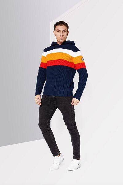 Ellesse x Michael Kors Men Hooded Ribbed Long Sleeves Sweater, Multicolor