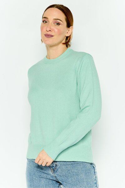 Mode by Redtape Women Crew Neck Knitted Sweater, Mint