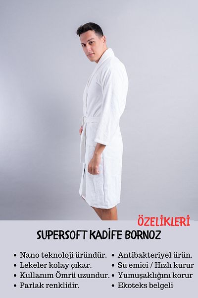 velvettowels Ανδρικό αντιβακτηριδιακό μπουρνούζι SuperSoft