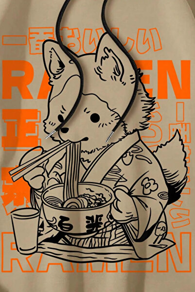 Wish BF ramen ön baskılı oversize kapşonlu sweatshirt hoodie