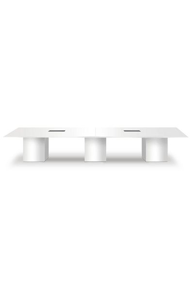 Mahmayi Ultra-Modern Projekt 7 Rec 360 12 Seater Square Modular Conference Table, Cable Management - White