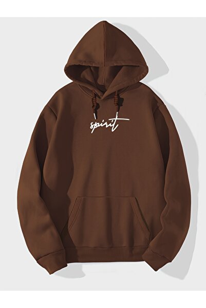 Lider Leather Hanorac imprimat cu glugă – Confort din amestec de bumbac și po...