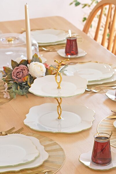 Glore Gold Gilded Lotus Cream Glass Cookie Holder