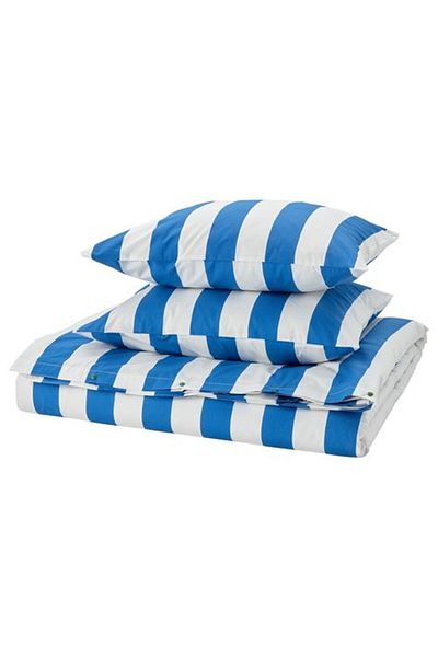 IKEA Комплект двоен плик за завивка в синьо-бял цвят 240x220/50x60 см