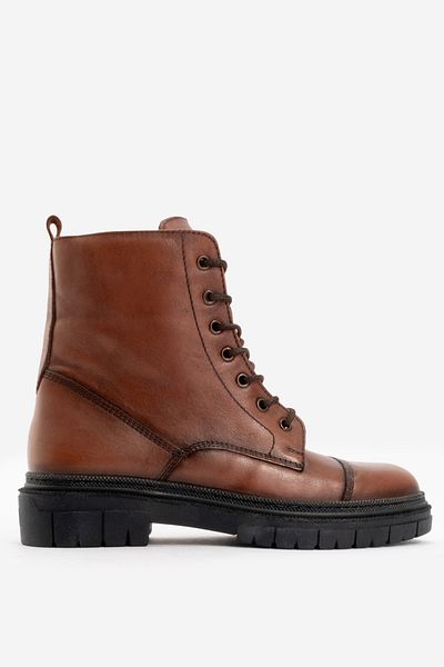 Dericlub Taba Casual Boots - Φερμουάρ και κορδόνια, γνήσιο δέρμα Br 66245