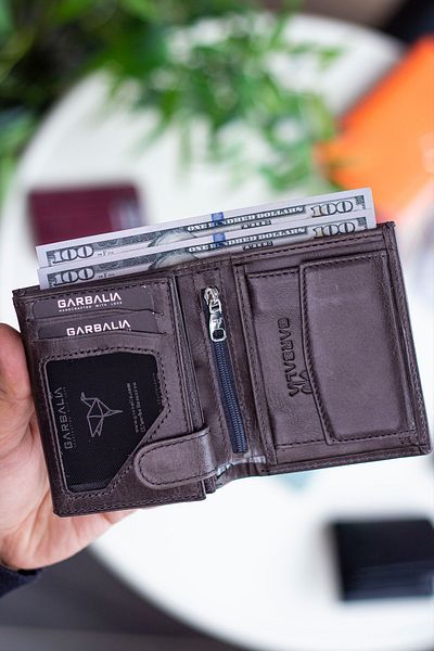Garbalia Ανδρικό πορτοφόλι Dortmund από γνήσιο δέρμα Rfid Blocker Crazy Grey με θήκη για κέρματα