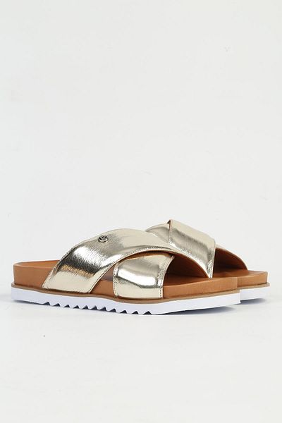 Pierre Cardin Genuine Leather Light Gold Women's Slippers Pc-54601