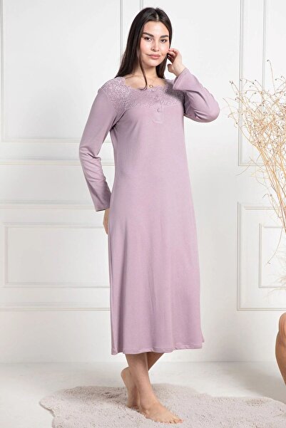 Pelin Women's Dusty Rose Plus Size (Battal) Long Nightgown