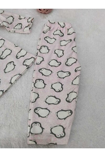 Store Penguen Desenli Kız Çocuk Bebek Pijama Takımı Yenidoğan Gecelik