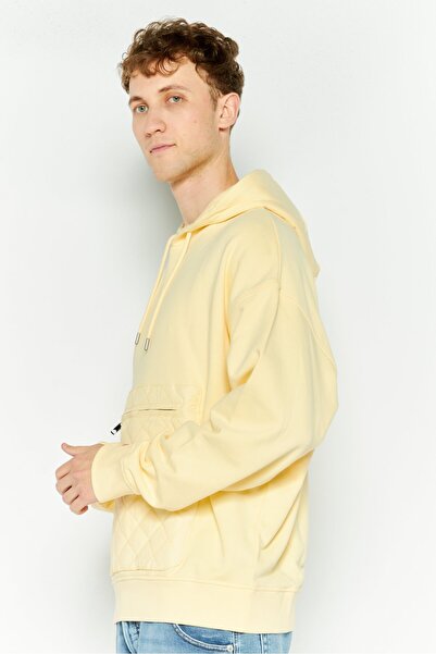 Esprit Men Hooded Textured Long Sleeve Sweatshirt, Yellow