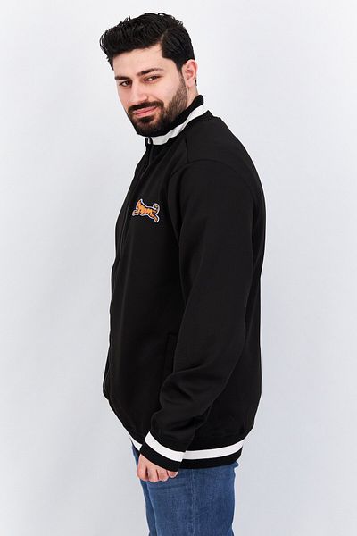 Le tigre Men High Neck Long Sleeve Brand Logo Full Zip Jacket, Black