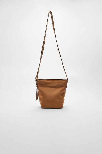 Stradivarius Faux suede crossbody bag with strap detail