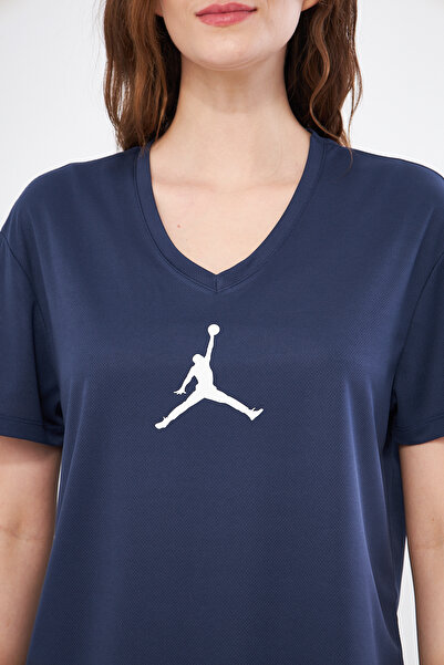 YÜKSEL IŞIK Námořnicky modré sportovní tričko s potiskem do V