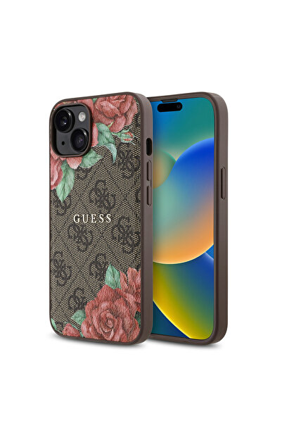 Guess 14 Kılıf Guess Lisanslı Magsafe Şarj Özellikli Gül Baskılı 4G Desenli Y...