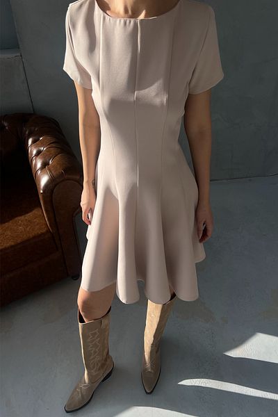 Seda Yalçın Atelier Beige Coco Flounce Short Dress