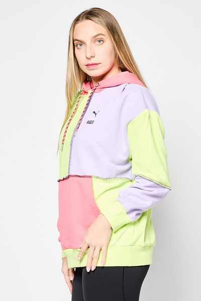 Puma Women Sportswear Fit Long Sleeve Outdoor Hooded Sweatshirt, Pink Combo