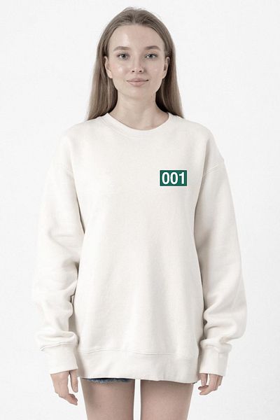 Tshirthane Squid Game Player 001 White Women's 2Ip Sweatshirt