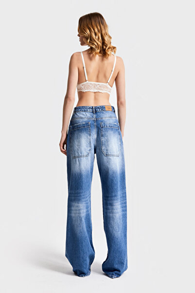 its basic Blugi albaștri Baggy Fit Skater - 10S5-4, 100% denim Koton