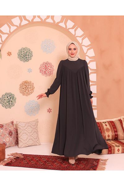 Berel Moda Φόρεμα Ανθρακί Γκρι V Roba