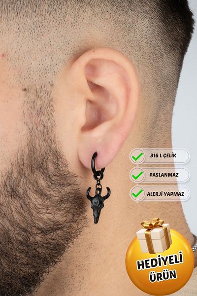 Piercing Market Steel & Silver Unisex Men's Earrings - Steel Dangle, No Rusting Blackening