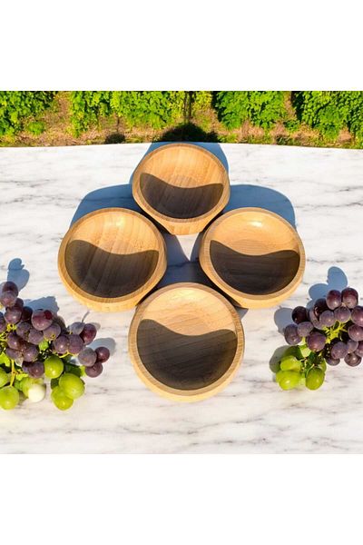 Home Μπολ Σνακ 4 τεμαχίων Bamboo Στρογγυλό Φυσικό Μπαμπού Πιάτο Σνακ