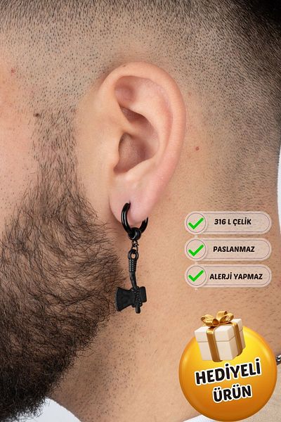 Piercing Market Steel & Silver Unisex Men's Earrings - Steel Dangle, No Rusting Blackening