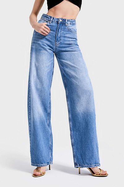 its basic Blugi pentru femei cu talie super înaltă, albastru, 100% denim Koton 2S5-4