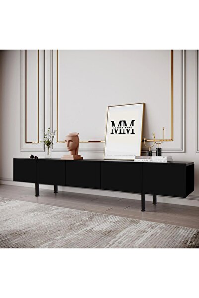 mmluxuryhome Şık ve Fonksiyonel Modern 5 Kapaklı MDF TV Sehpası  200x44x30 cm