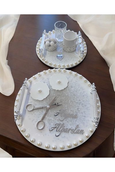 CyzHome Promise Engagement Tray with Ethereal Silver Pearls