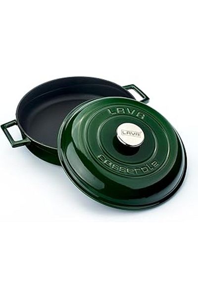 nazeninstoğu Metal Premium Series - 28 cm Majolic Green Round Pot with Dome Lid