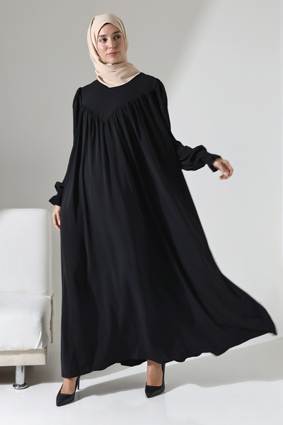 Berel Moda Robadan V Gathered Cuff Elastic Oversize V Roba Φόρεμα Μαύρο