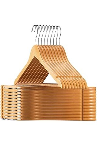 STOREMAX Orret Home 6 Pcs Wooden Clothes - Shirt, Skirts and Pants for Closet and Wooden Hangers