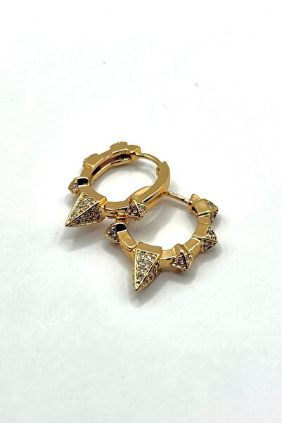 DEMOKAN أقراط نسائية من الزركون على شكل مثلث شوكة موديل أقراط دائرية صغيرة