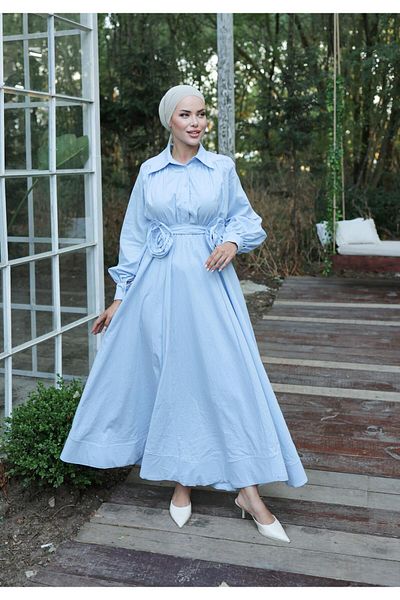 MELEK ARAZ Rochie de crini albastru