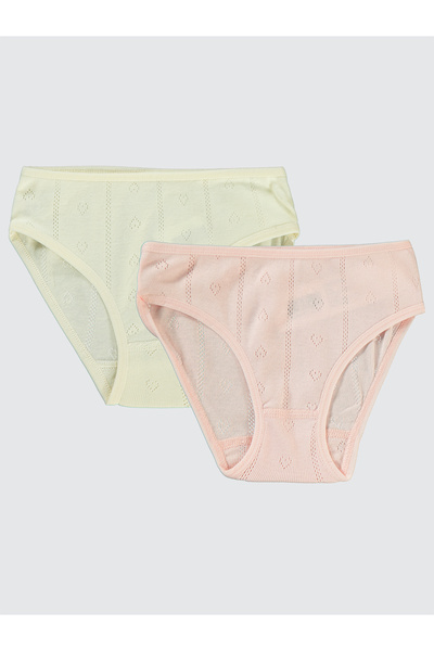 Civil Girls 2-10 Years Old Girls' Panties Set of 2 - Ecru and Salmon