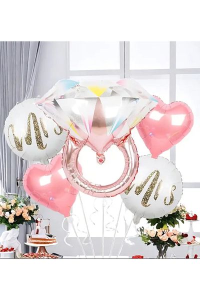 Çemrek Süs Parti Rose Bride Foil Balloon Set 5 Pieces
