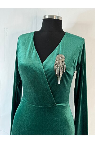 4 YOU TEKSTİL VE AKSESUAR Yeşil kadife spor abiye