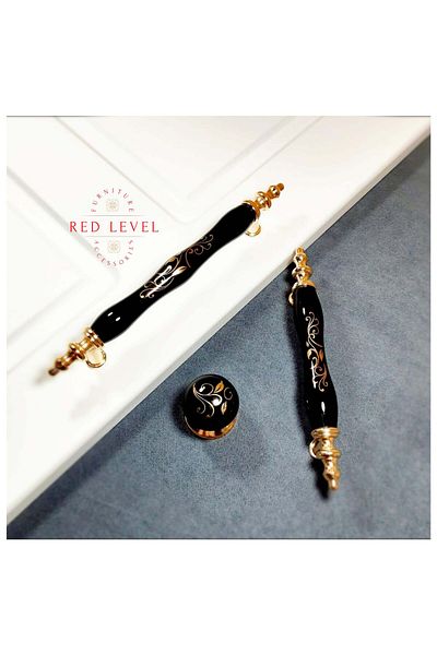 Red Level Black 96 mm Porcelain Handle Models Cabinet Drawer Furniture Kitchen Handle 99Black