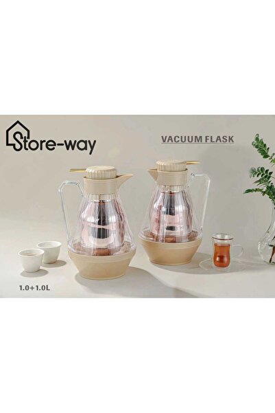 Storeway طقم ترمس مفرغ من الهواء - 1.0+1.0 لتر