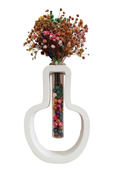 Dekora Çiçek Dekoratif Vazo Biblo Çiçeklik Hediyelik Ev Dekorasyonu ve Kuru Çiçek Buketi