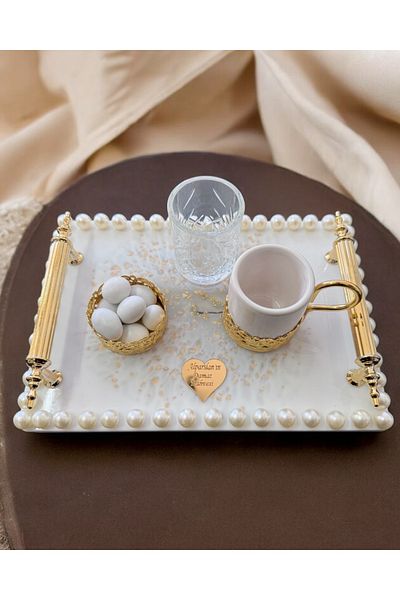 CyzHome Hana Söz Gold Coffee Tray
